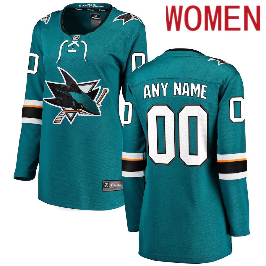 Women San Jose Sharks Fanatics Branded Teal Home Breakaway Custom NHL Jersey->women nhl jersey->Women Jersey